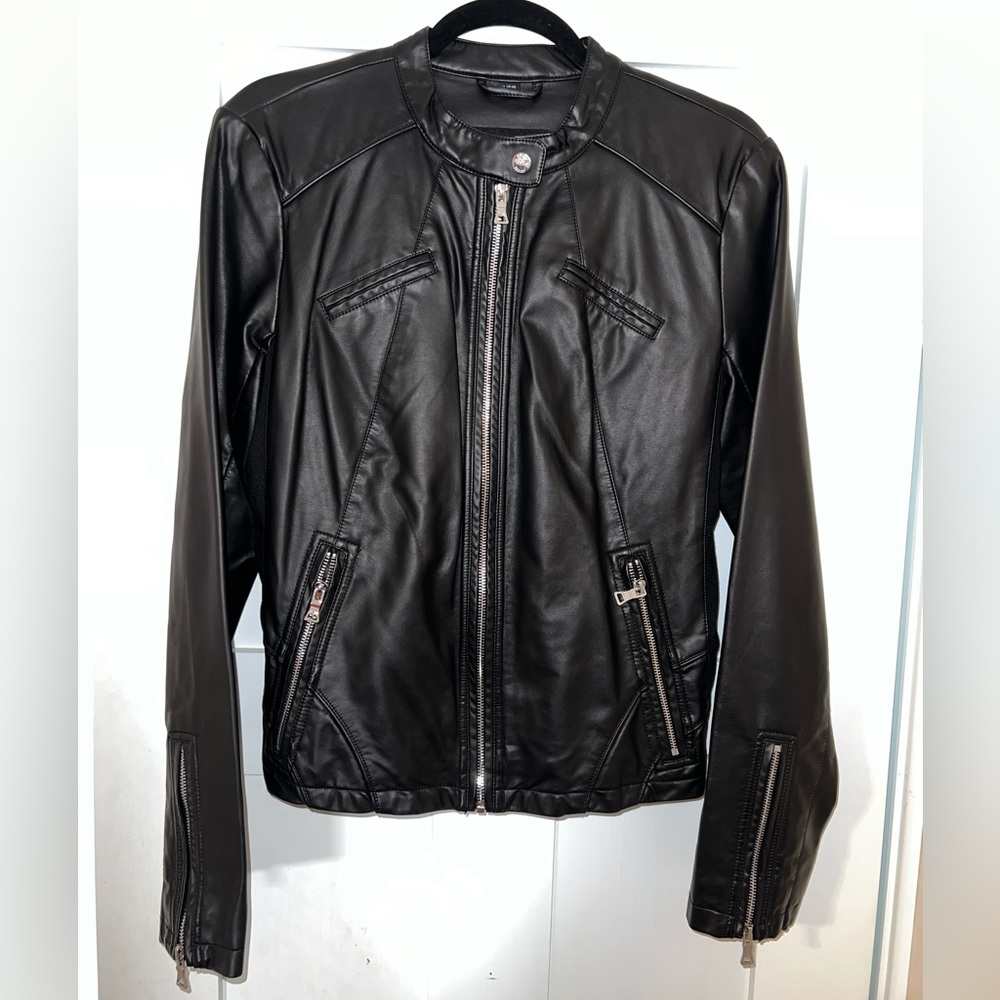 Guess Black Leather Jacket